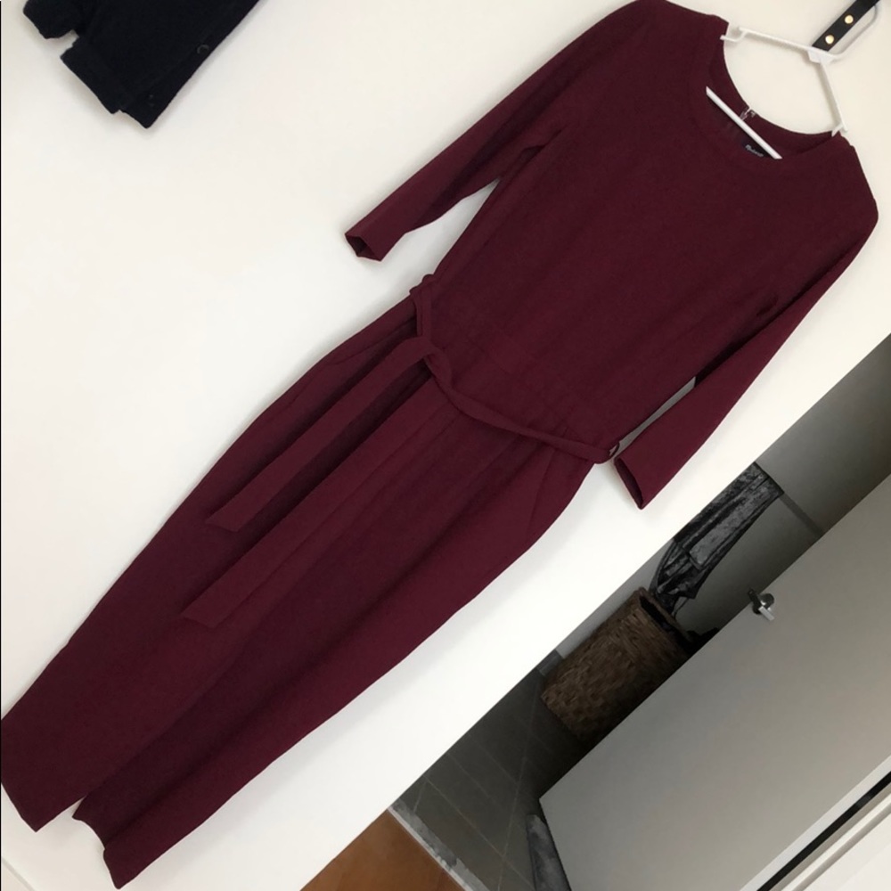 Madewell maroon 3/4 sleeve jumpsuit